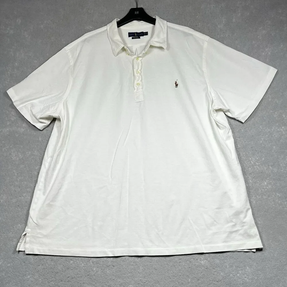 Ralph Lauren Knit Oxford Polo Shirt Men 4XLT Tall White Short Sleeve Cotton